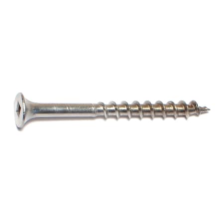 Midwest Fastener Deck Screw, #8 x 2 in, 18-8 Stainless Steel, Flat Head, Square Drive, 100 PK 09085